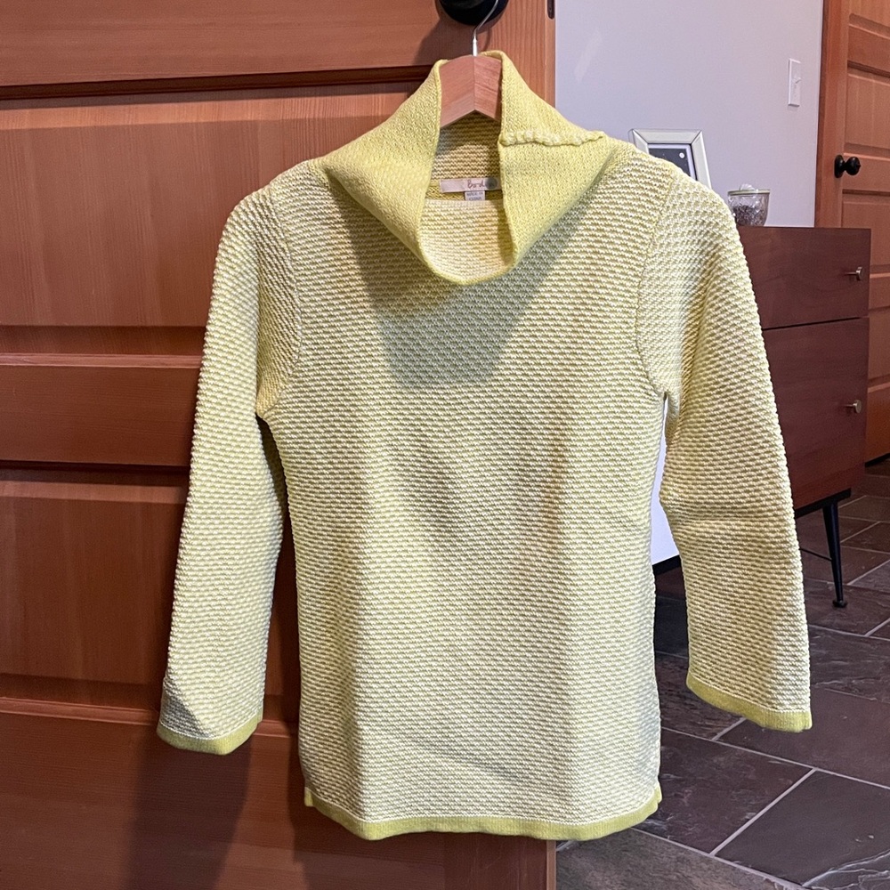 Boden Yellow/White Cowl Neck Sweater with 3/4 Sleeves